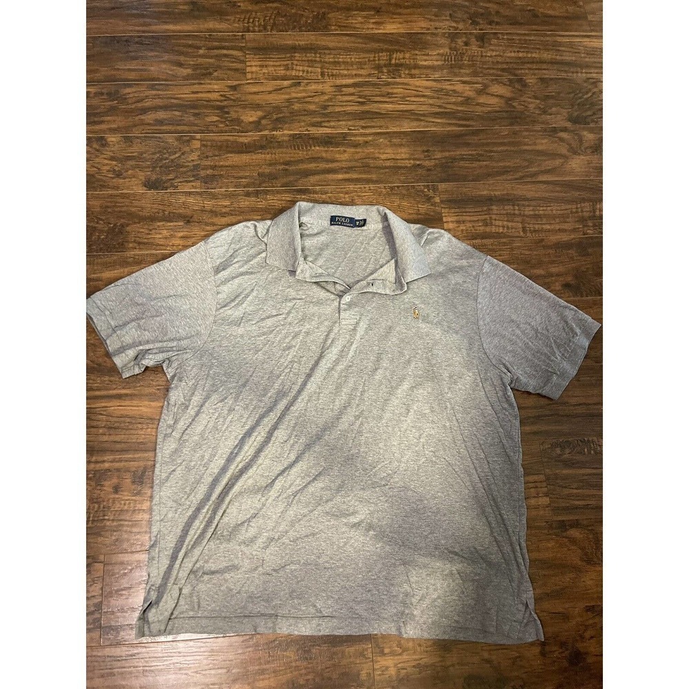 Polo Ralph Lauren Shirt Mens 2XB Gray Cotton Short Sleeve Collared Preppy